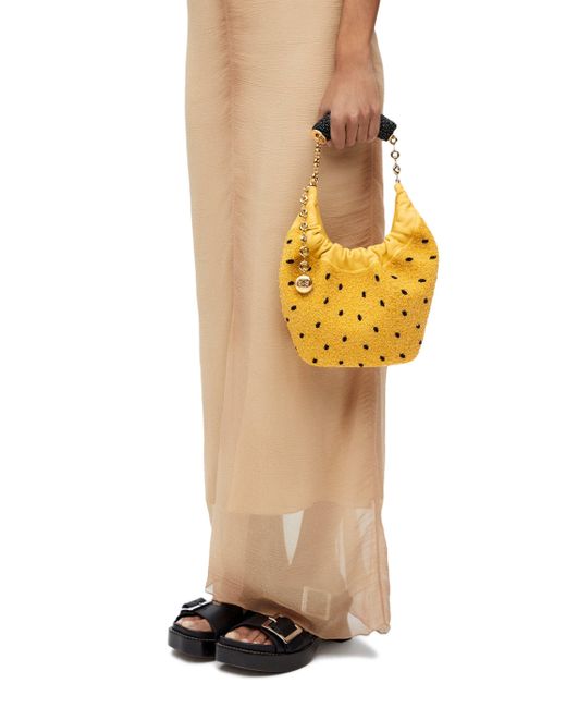 Loewe Yellow Luxury Mini Squeeze Bag In Beaded Leather