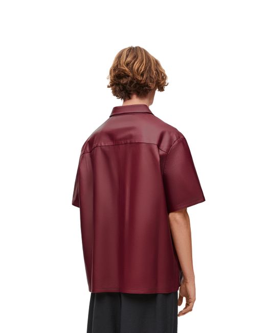 Loewe Red Luxury Short Sleeve Shirt In Nappa Lambskin for men