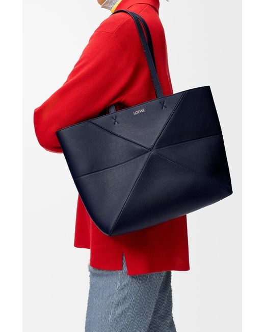 Loewe Blue Medium Horizontal Puzzle Fold Tote