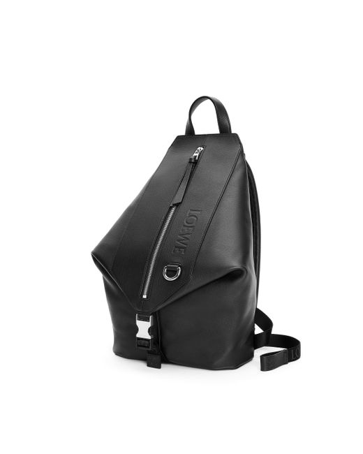 Loewe Black Luxury Small Convertible Backpack In Classic Calfskin for men
