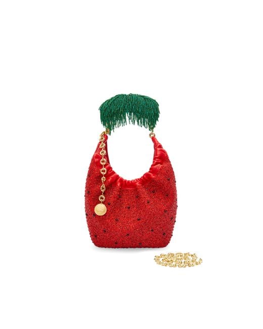 Loewe Red Mini Squeeze Bag In Beaded Leather