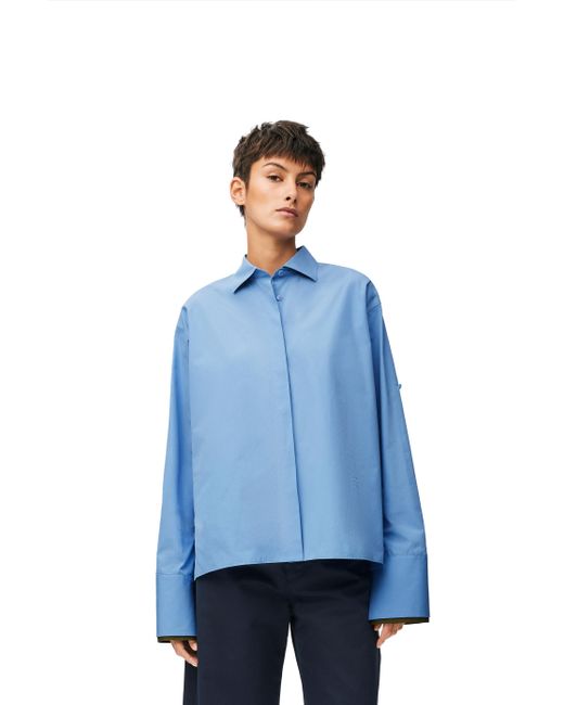 Loewe Blue Luxury Turn-up Shirt In Cotton