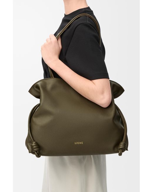 Loewe Green Luxury Large Flamenco Clutch In Nappa Calfskin