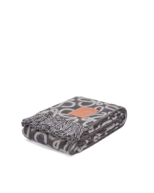 Loewe Gray Luxury Anagram Blanket In Alpaca And Wool For Unisex