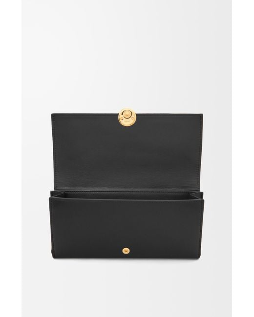 Loewe Black Luxury Pebble Continental Wallet In Shiny Nappa Calfskin