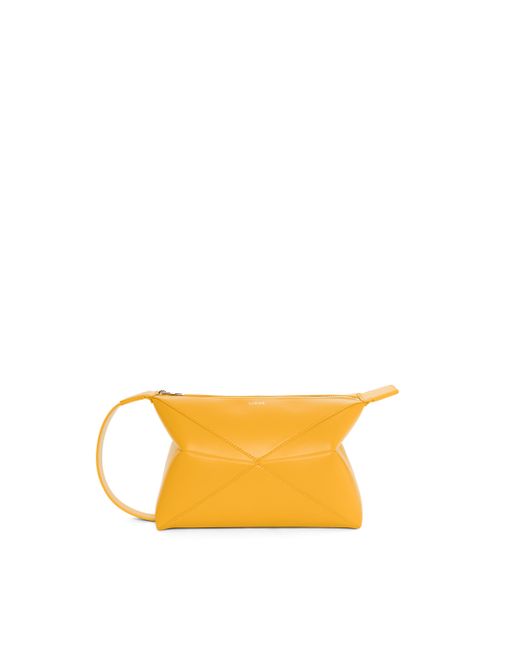 Loewe Yellow Luxury Puzzle Fold Wash Bag In Shiny Calfskin for men