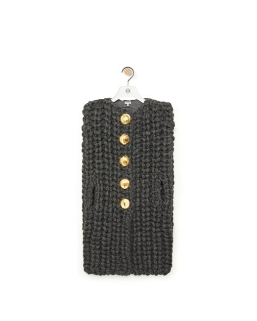 Loewe Black Sleeveless Cape In Wool