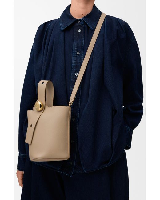 Loewe White Mini Pebble Bucket Bag
