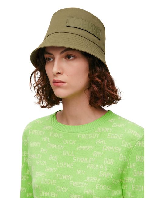 Loewe Green Bucket Hat In Canvas
