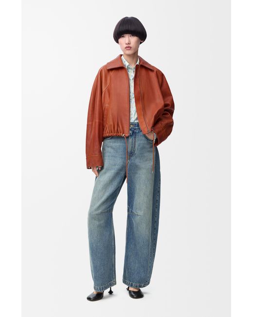 Loewe Blue Anagram Barrel Jeans In Denim