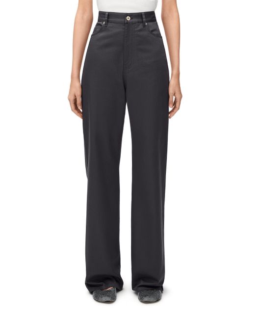 Loewe Blue Luxury High Waisted Trousers In Cotton
