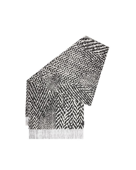 Loewe White Luxury Scarf In Wool And Cashmere For