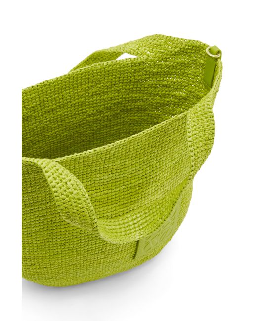 Loewe Green Mini Slit Bag In Raffia And Calfskin