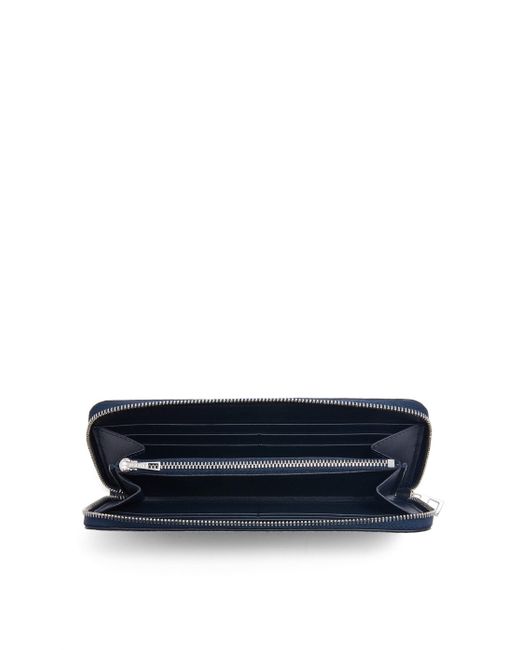 Loewe Blue Luxury Zip Around Wallet In Soft Grained Calfskin for men