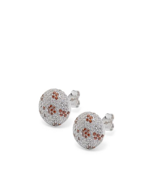 Loewe White Anagram Pebble Earrings In Sterling Silver And Crystals