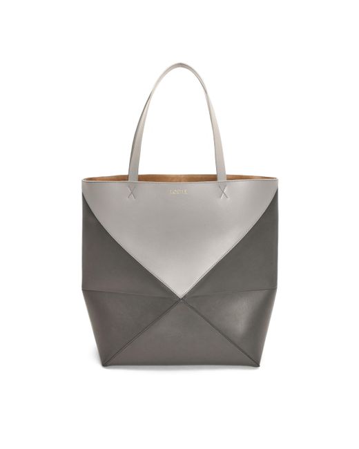 Loewe Gray Luxury Xl Puzzle Fold Tote In Shiny Calfskin for men