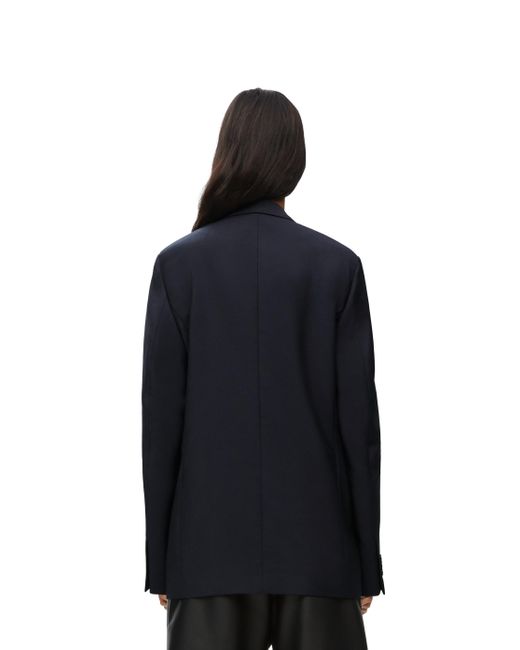 Loewe Black Luxury Double Breasted Jacket In Mohair And Wool For