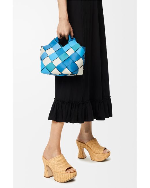 Loewe Blue Small Surplus Leather Woven Basket Bag