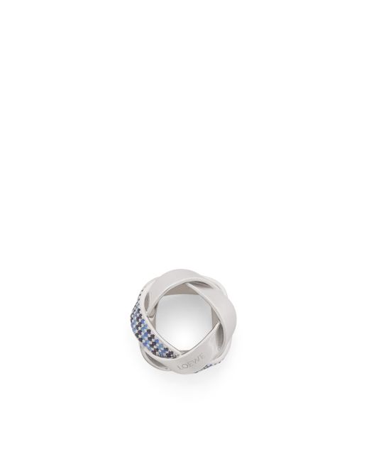 Loewe White Luxury Chunky Nest Pavé Ring In Sterling Silver And Crystals For
