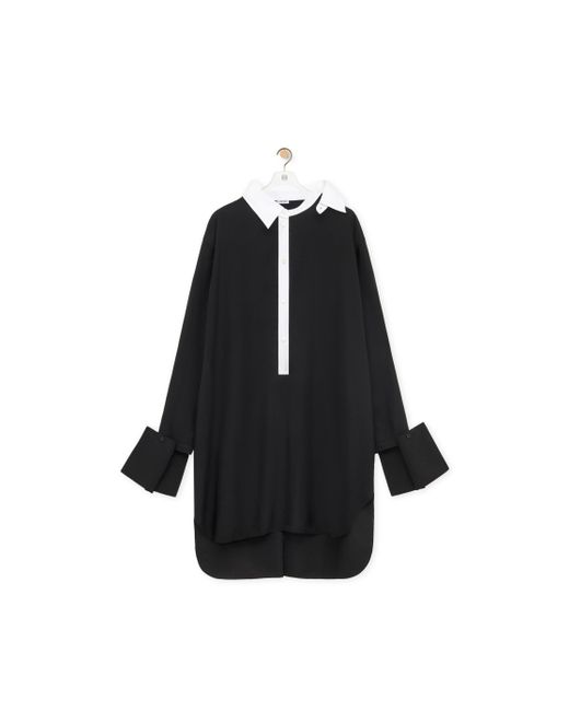 Loewe Black Luxury Shirt Dress In Viscose Blend For