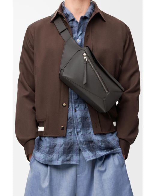 Loewe Gray Small Puzzle Bumbag In Classic Calfskin for men