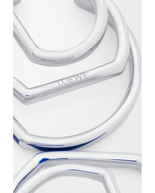 Pendientes De Aro Stacked En Plata De Ley Y Esmalte Mujer Loewe de color Blue