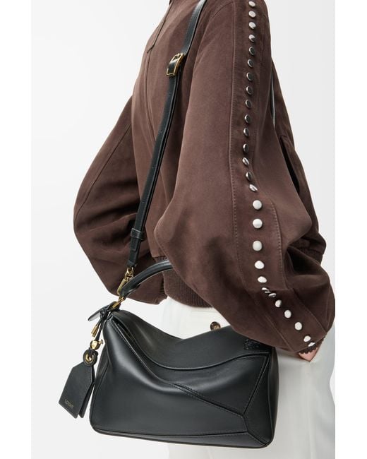Loewe Black Small Featherlight Puzzle Bag In Nappa Lambskin