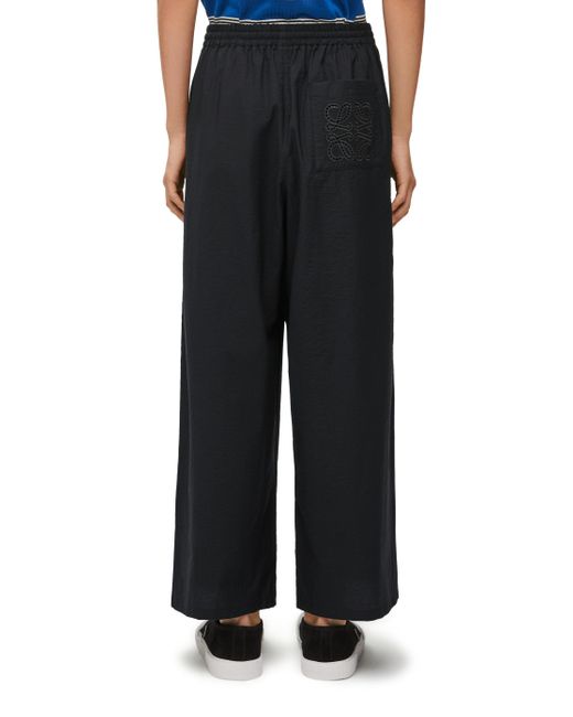 Loewe Blue Cropped Trousers In Cotton Blend for men