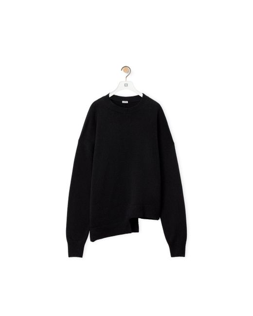 Loewe Black Asymmetric Sweater In Wool for men