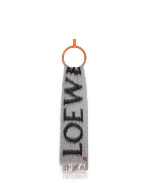 Loewe Gray Luxury Scarf In Wool And Mohair