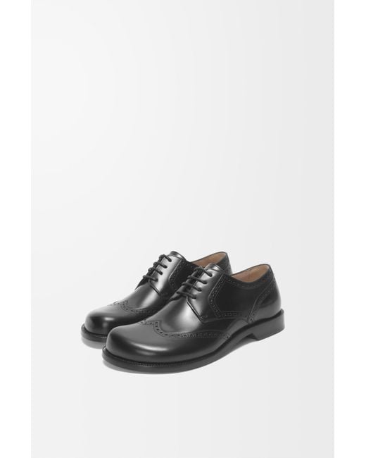 Loewe Black Luxury Campo Brogue Derby In Brushed Calfskin for men