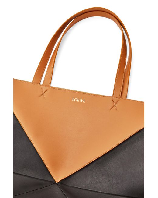 Loewe Black Xl Puzzle Fold Tote In Shiny Calfskin for men