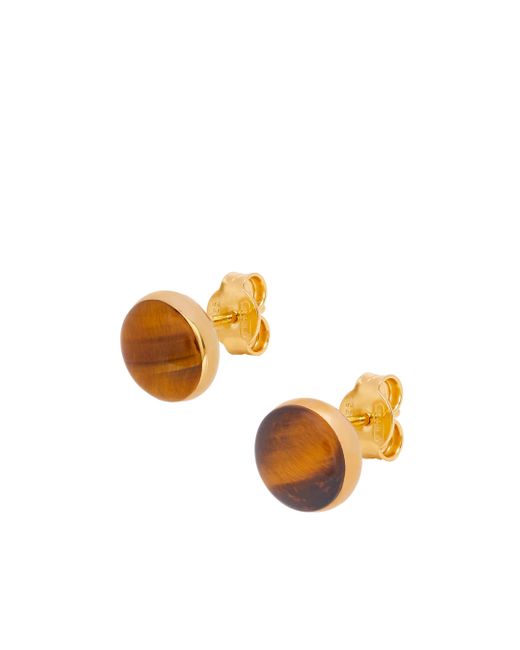 Loewe Orange Luxury Anagram Pebble Stud Earrings In Sterling Silver And Tiger Eye
