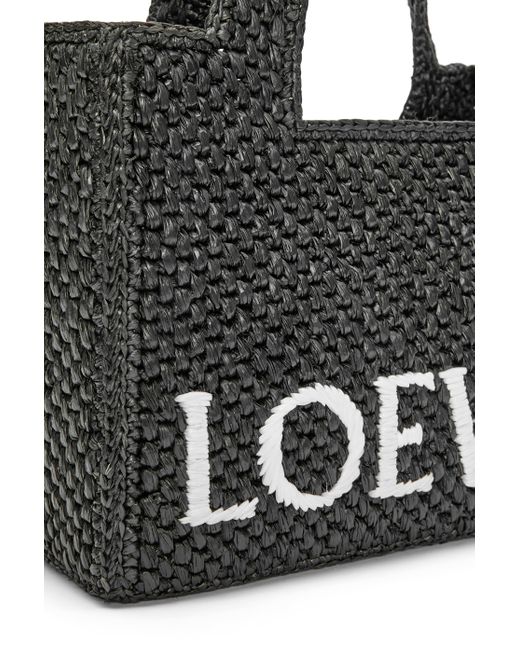 Loewe Black Luxury Small Font Tote In Raffia