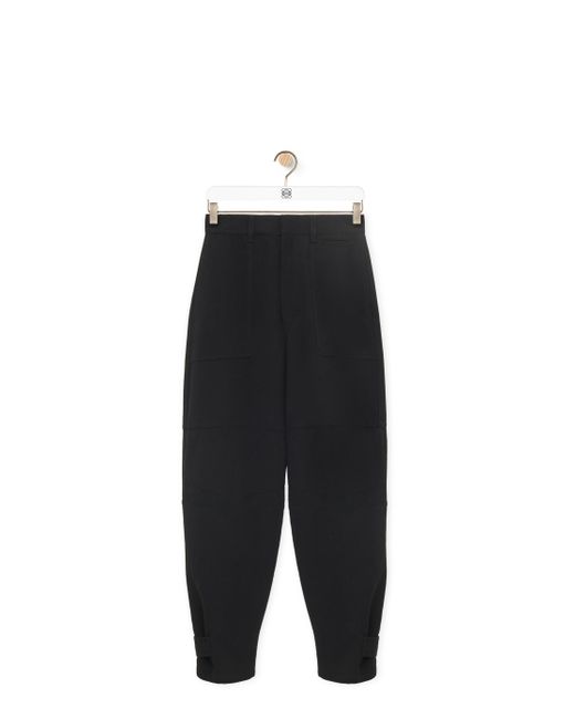 Loewe Black Luxury Cargo Trousers In Viscose And Linen