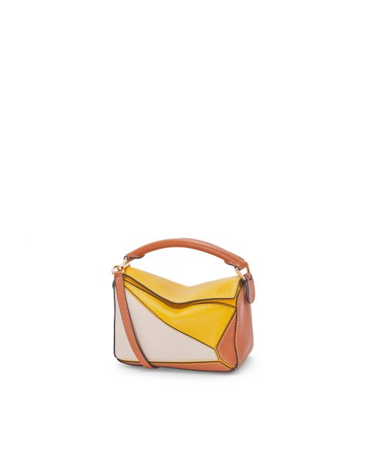 Loewe Yellow Luxury Mini Puzzle Bag In Classic Calfskin For Women