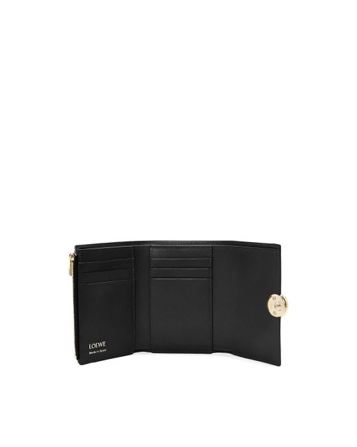 Loewe Black Luxury Pebble Small Vertical Wallet In Shiny Nappa Calfskin