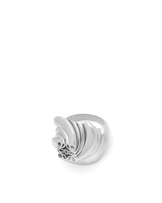 Loewe White Twisted Anagram Signet Ring In Sterling Silver