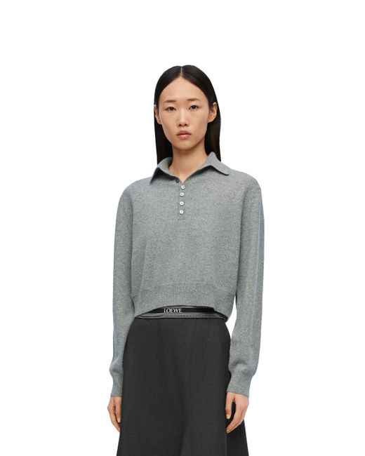 Loewe White Polo Sweater In Cashmere