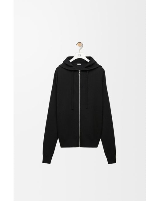 Loewe Black Anagram Zip-up Hoodie In Wool for men