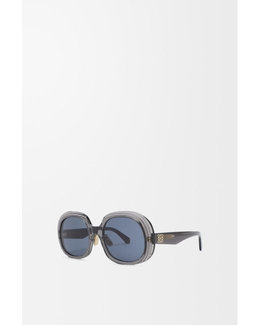 Loewe Blue Mini Anagram Steps Square Sunglasses For