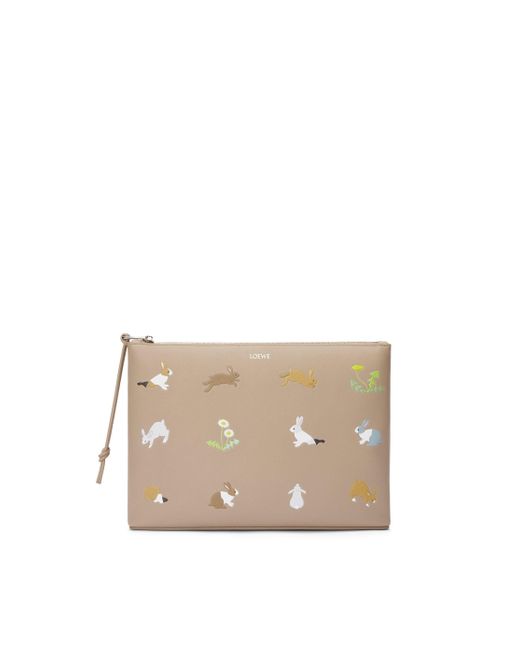 Loewe Natural Bunny Oblong Pouch In Nappa Calfskin