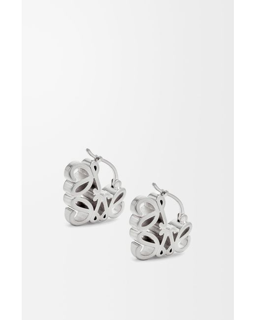 Loewe White Anagram Bombé Hoop Earrings