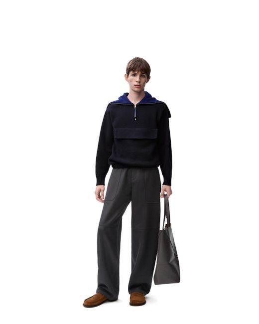 Loewe Blue Luxury Zip-up Sweater In Wool for men