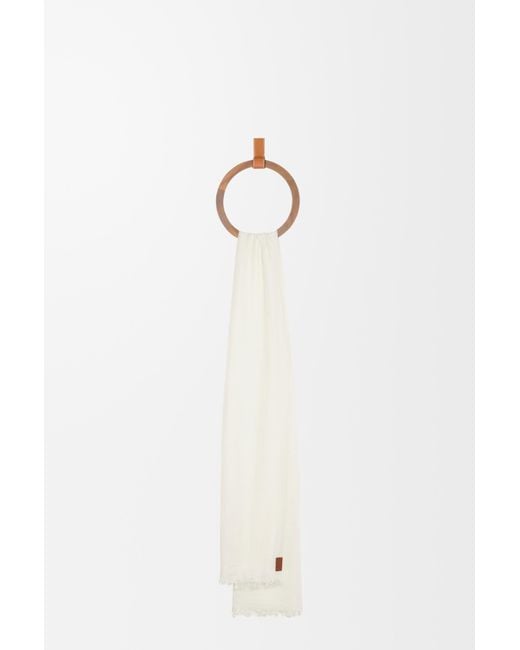 Loewe White Scarf In Cashmere