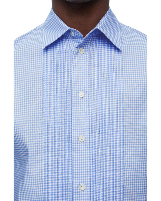 Loewe Blue Pleated Shirt In Cotton for men