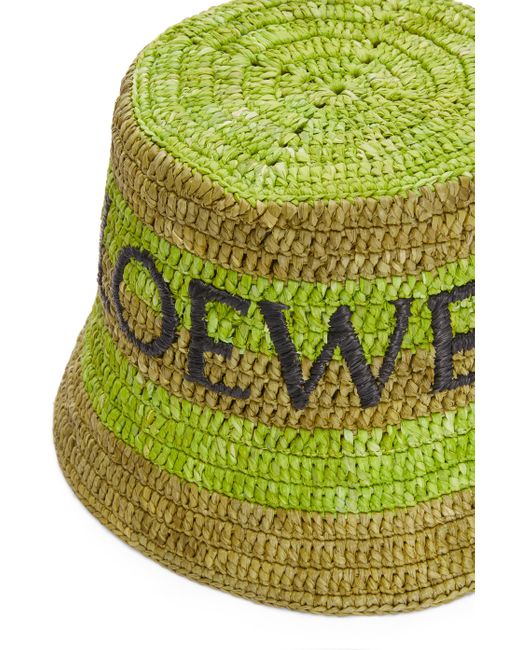 Loewe Green Bucket Hat In Raffia