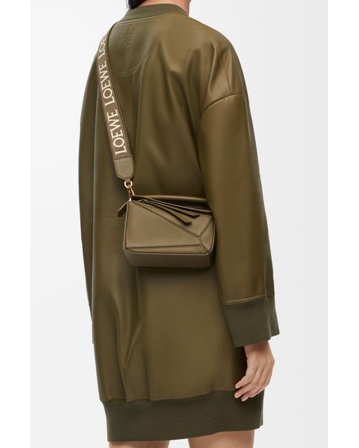 Loewe Green Luxury Anagram Strap In Jacquard And Calfskin