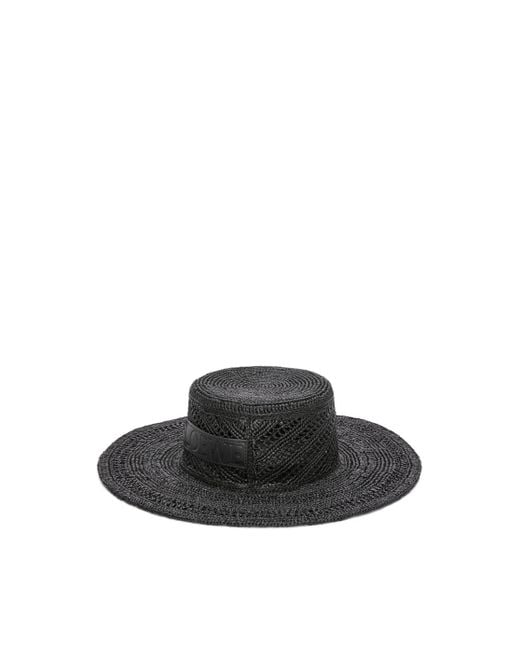 Loewe Black Fisherman Hat In Raffia