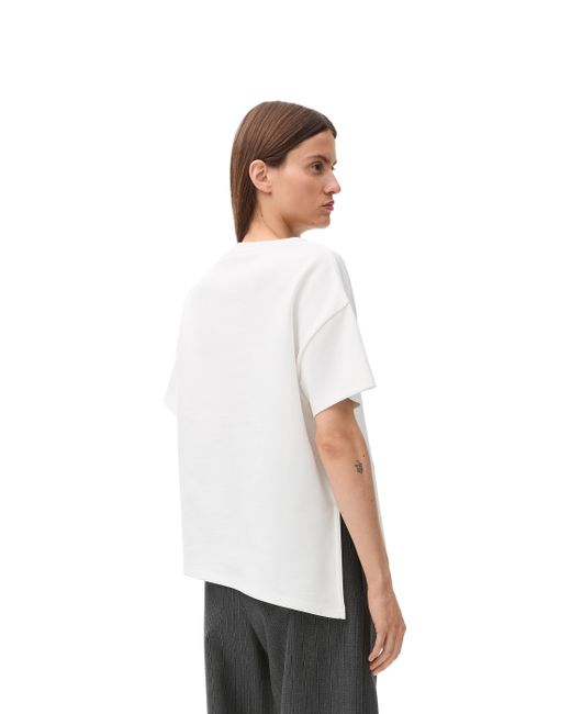 Loewe White Asymmetric T-shirt In Cotton Blend